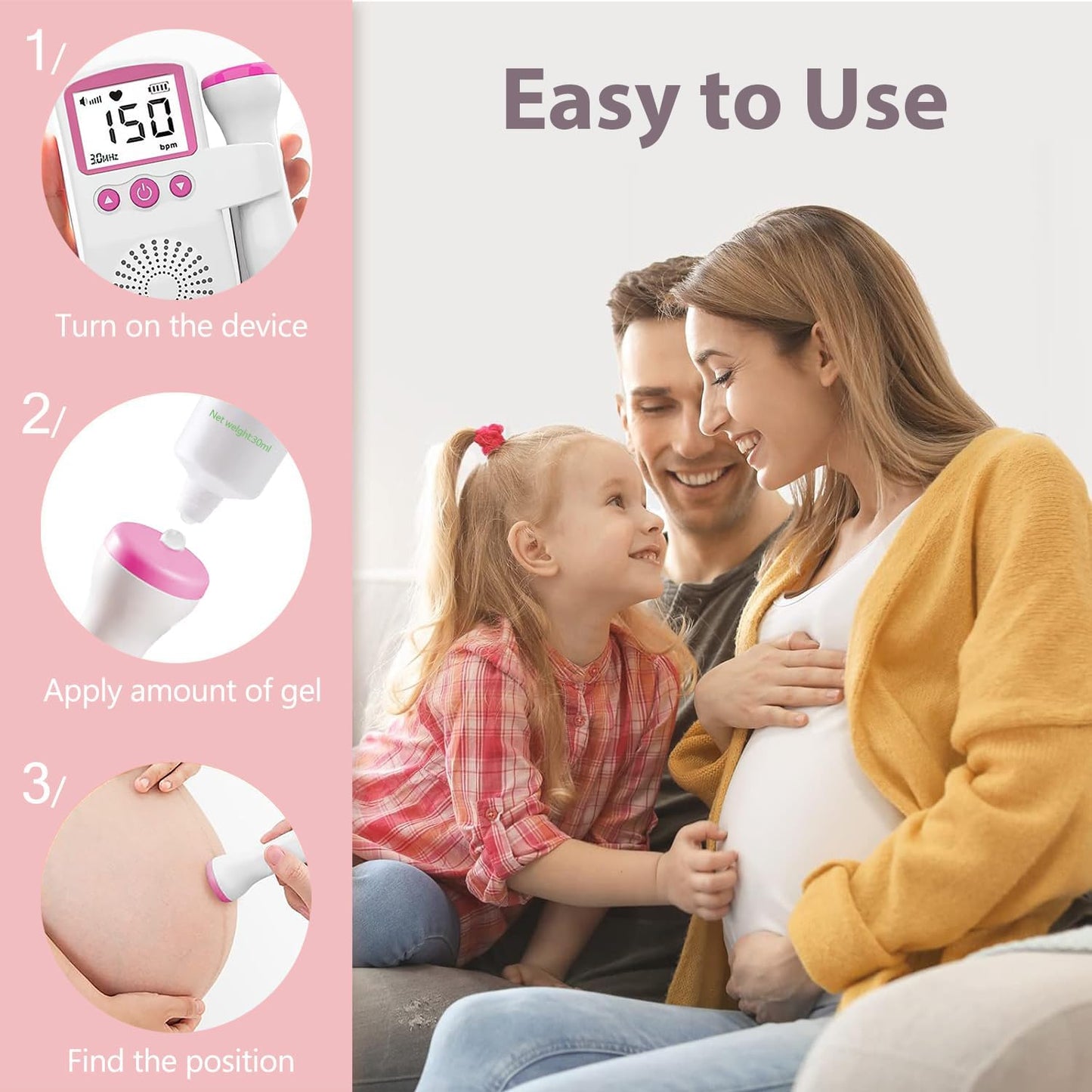 Baby Heartbeat Detector | Portable Home Fetal Doppler 💖 Lightweight Maternity Must-Have 🌟 Easy Carry Pregnancy Tracker